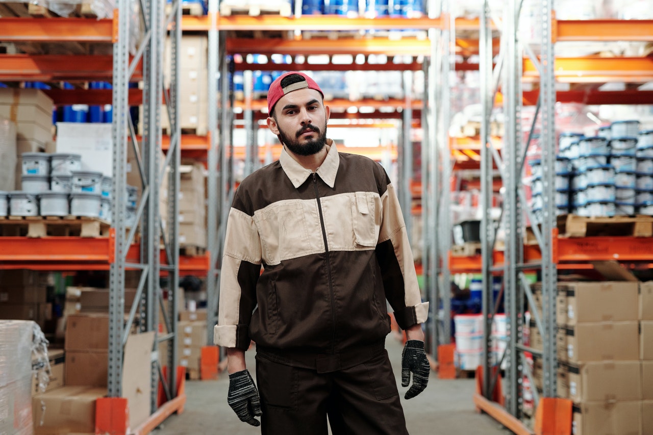 A warehouse worker doing order picking