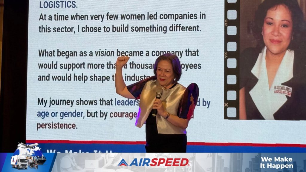 Airspeed Chairperson Rosemarie Rafael speaking on women's leadership in Philippine logistics